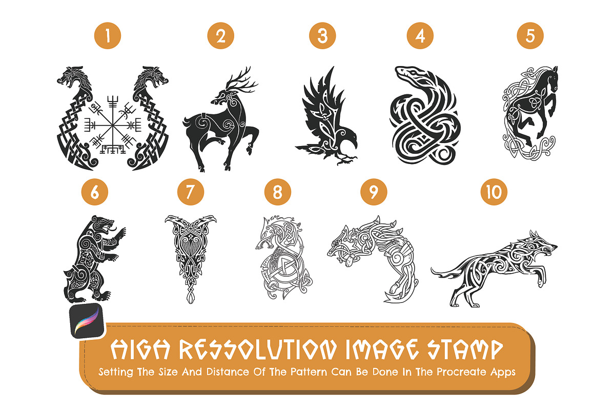 100 Viking pattern Stamp Brush, a Brush Add-On by vectstudio (Photo 9 of 11)