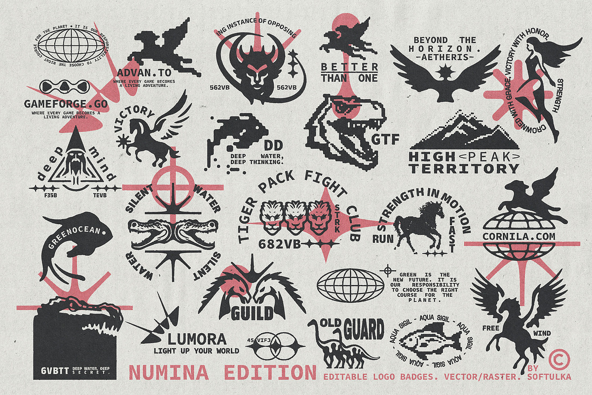 Numina Editable Logo Badge Set
