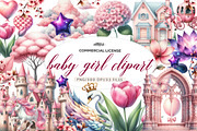 Watercolor baby girl clipart, an Illustration by CreationArt (Thumbnail 1 of 6)