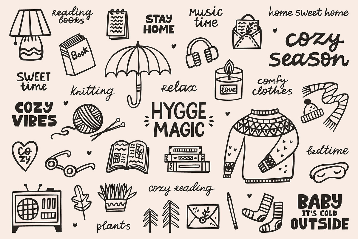 Hygge graphic elements, an Object Illustration by piyacler (Photo 3 of 8)