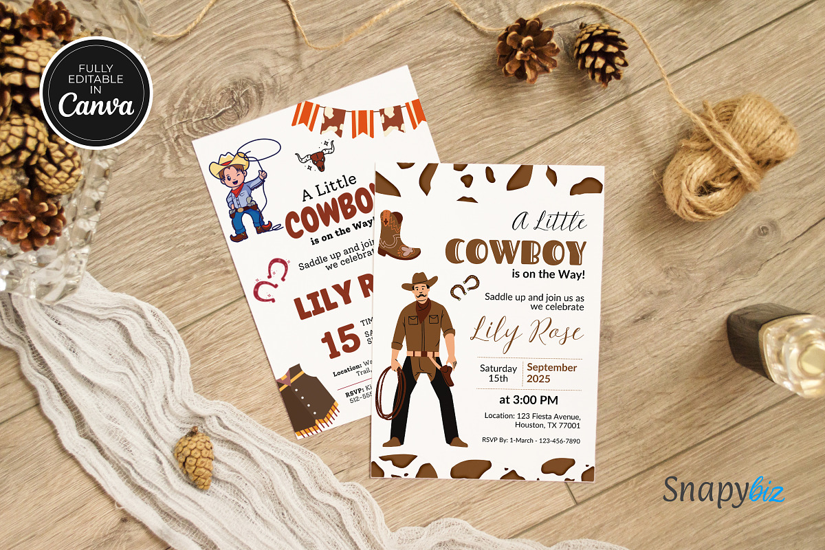 Cowboy Baby Shower Invitation Temp, an Invitation Template by Snapybiz (Photo 10 of 10)