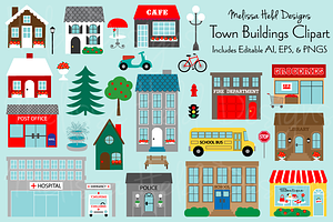 Town Buildings Clipart