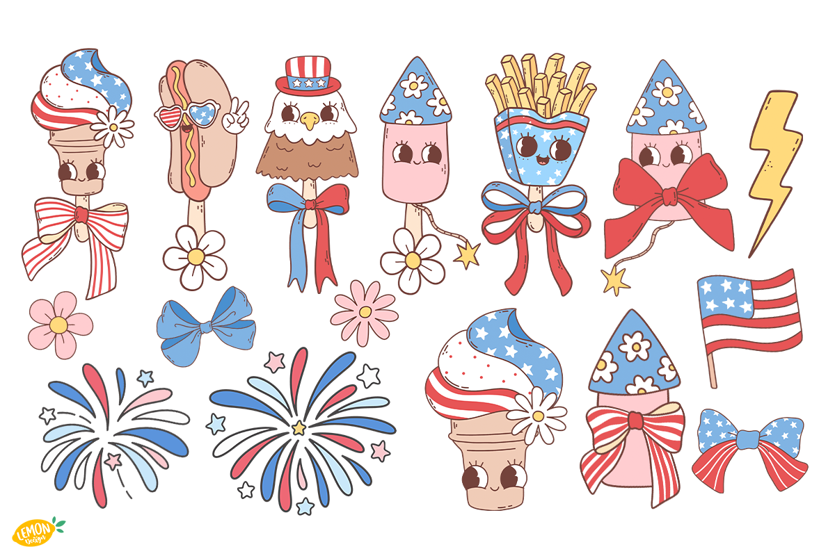 Groovy 4th of July PNG Clipart, a Seasonal Illustration by LemonDesign (Photo 2 of 3)