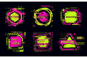 Cyberpunk glitch frame collection, a Technology Illustration by art PVP - market