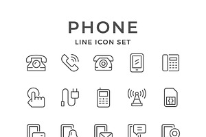 Set line icons of phone, an Outline Icon by motorama