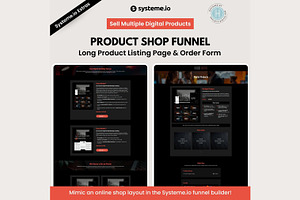 Systeme.io Dark Red List Shop Layout, a Landing Page Template by Hayley's Digital Hub