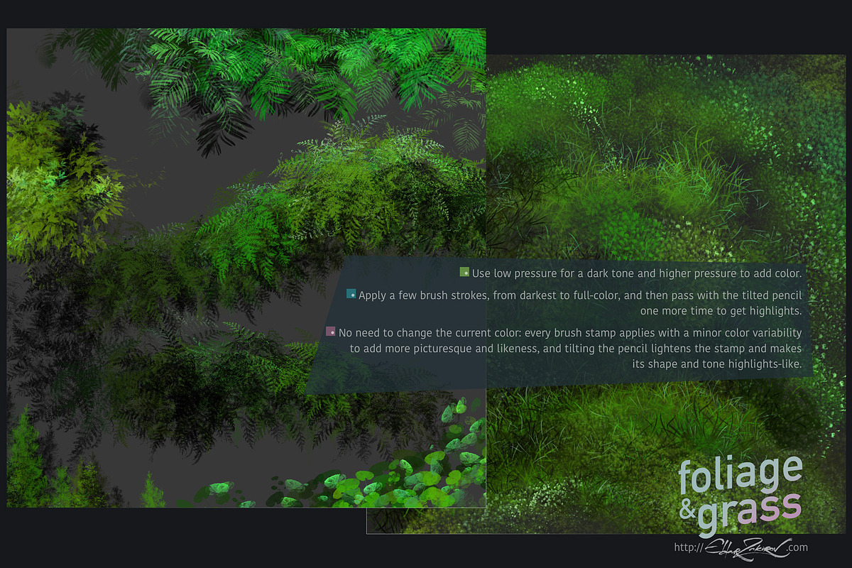 60 Foliage & Grass Procreate brushes, a Brush Add-On by Eldar Zakirov's (Photo 4 of 6)