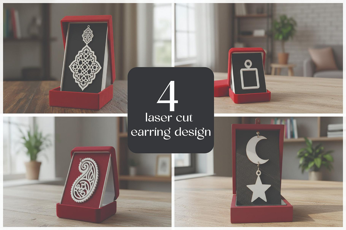 Mixed Style Laser Cut Earrings, an Object Graphic by Creativeshirt (Photo 1 of 5)