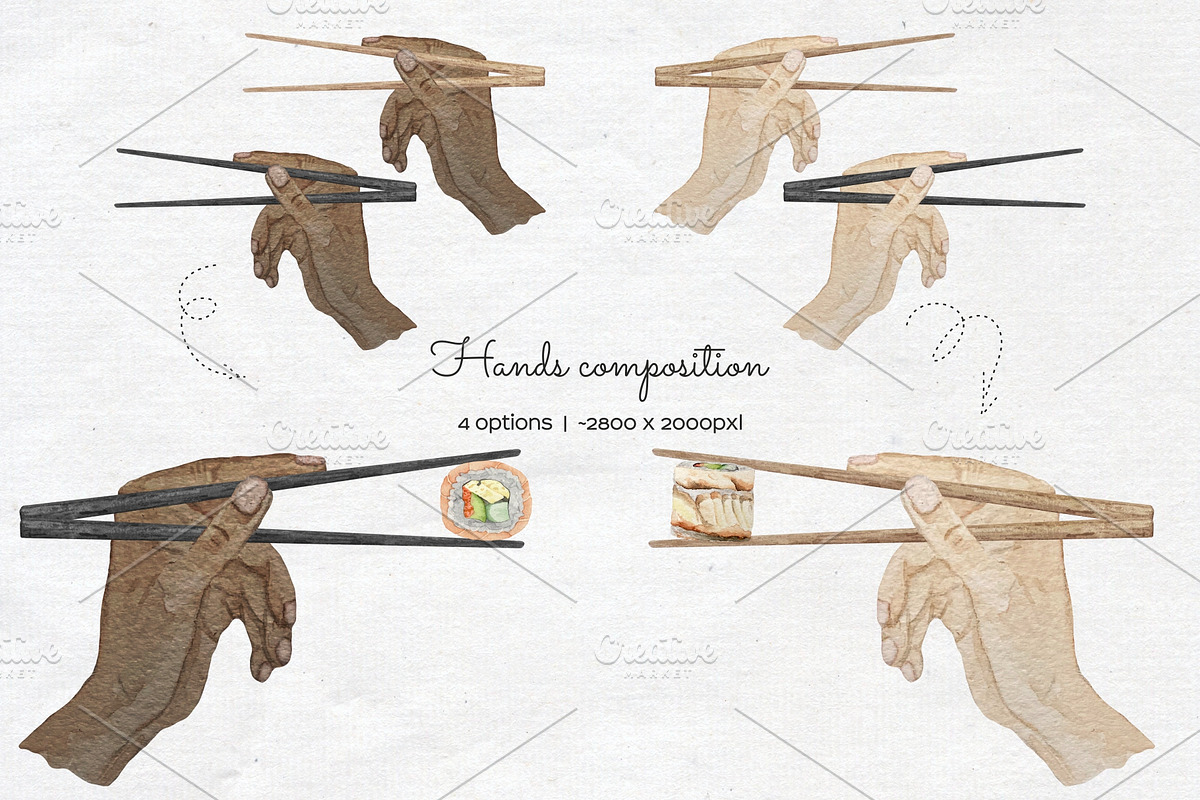 Watercolor Sushi Rolls Clipart, a Food Illustration by Art and Funny (Photo 5 of 7)
