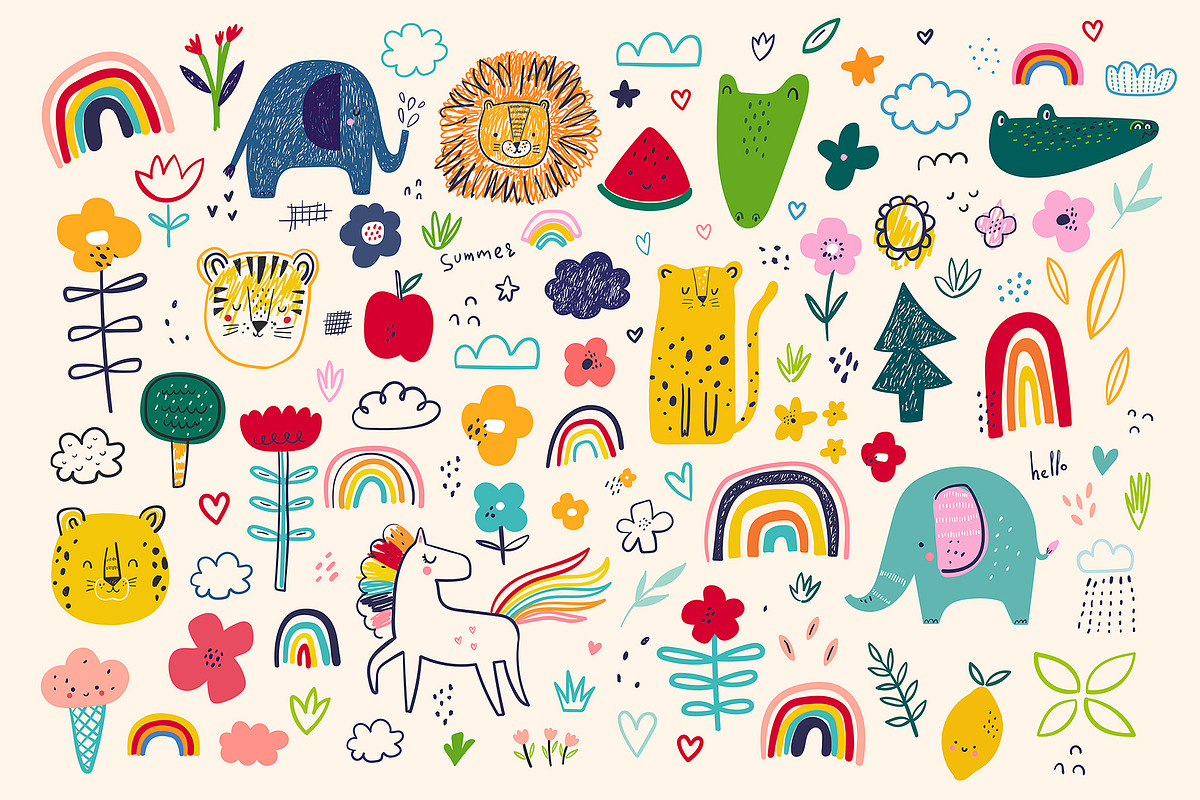 Baby hand drawn animals collection, an Animal Illustration by MoleskoStudio (Photo 1 of 4)