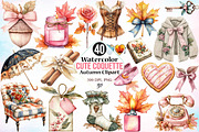 Watercolor Cute Coquette Autumn PNG, a Seasonal Illustration by Canvas Craft (Thumbnail 1 of 4)