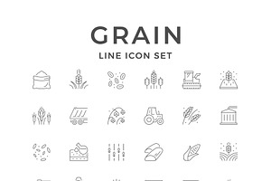 Set line icons of grain, an Outline Icon by motorama
