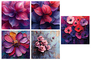 Magenta Oil Floral Digital Paper, an Illustration by RobertsArt (Thumbnail 3 of 5)