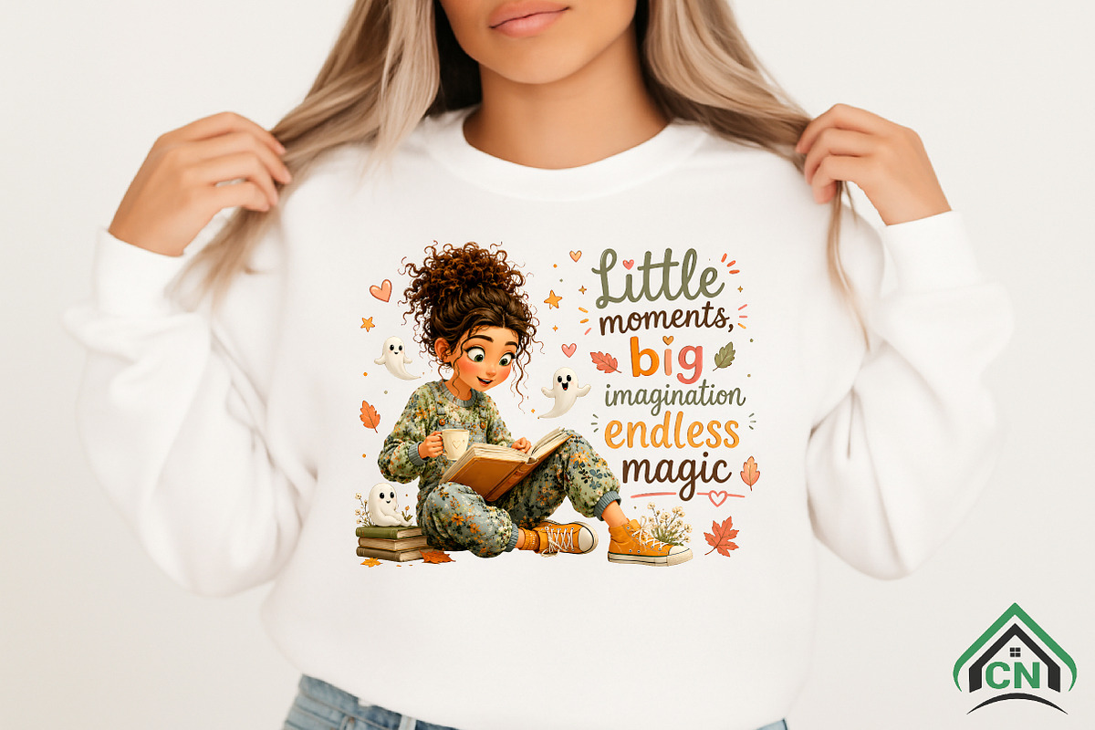 Cute Girl Reading Book PNG, a Seasonal Illustration by Craft Nest (Photo 2 of 3)