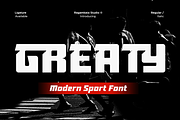 Greaty – Modern Sport Font, a Font by RagamKata (Thumbnail 1 of 10)