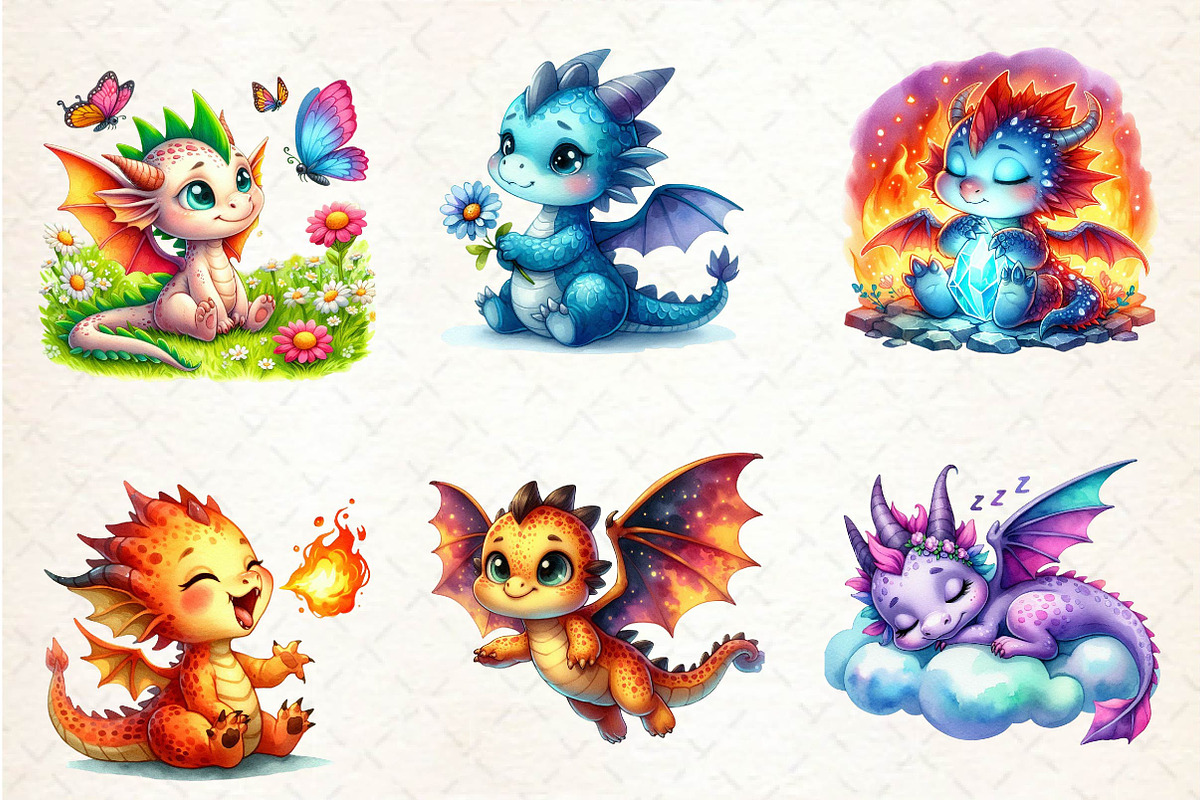 Baby Dragon Sublimation Clipart, an Illustration by Dream Creation (Photo 2 of 7)