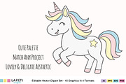 Pastel Unicorn Clipart Set, an Animal Illustration by Lapeticrafter (Thumbnail 5 of 8)