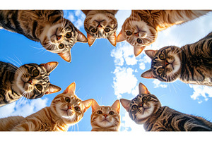 Group of cats forming a circle while, an Animal Photo by Igor Tichonow