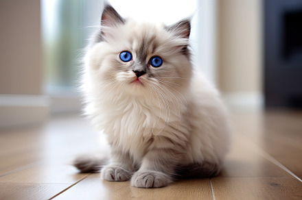 Siberian kitten with blue eyes sitti, a Photo by Iftikhar Alam