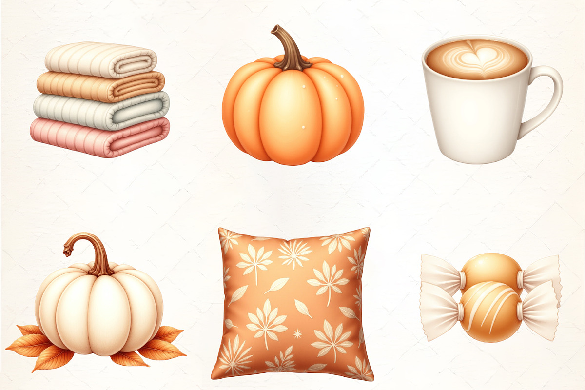 Cozy Caramel & White Fall Clipart, an Illustration by CrexoraLab (Photo 3 of 5)