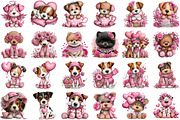 Valentine’s Day Dog Coquette Clipart, an Illustration by DreamCafeArt (Thumbnail 2 of 6)