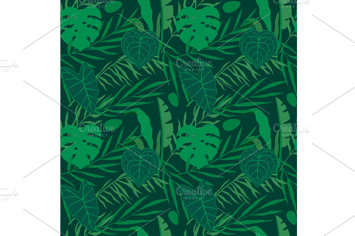 Seamless pattern of green palm, an Object Illustration by Nadzin