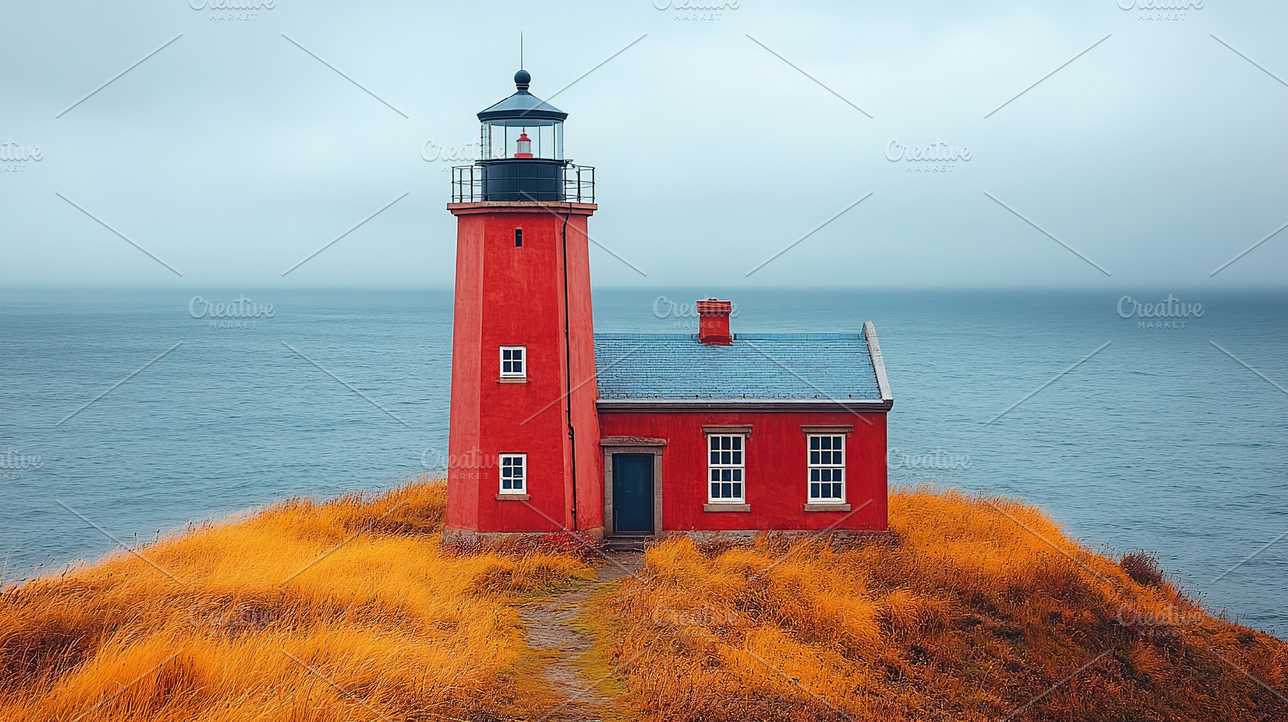 Lighthouse building with overlooking the sea, an Architecture Photo by AlyaAnd