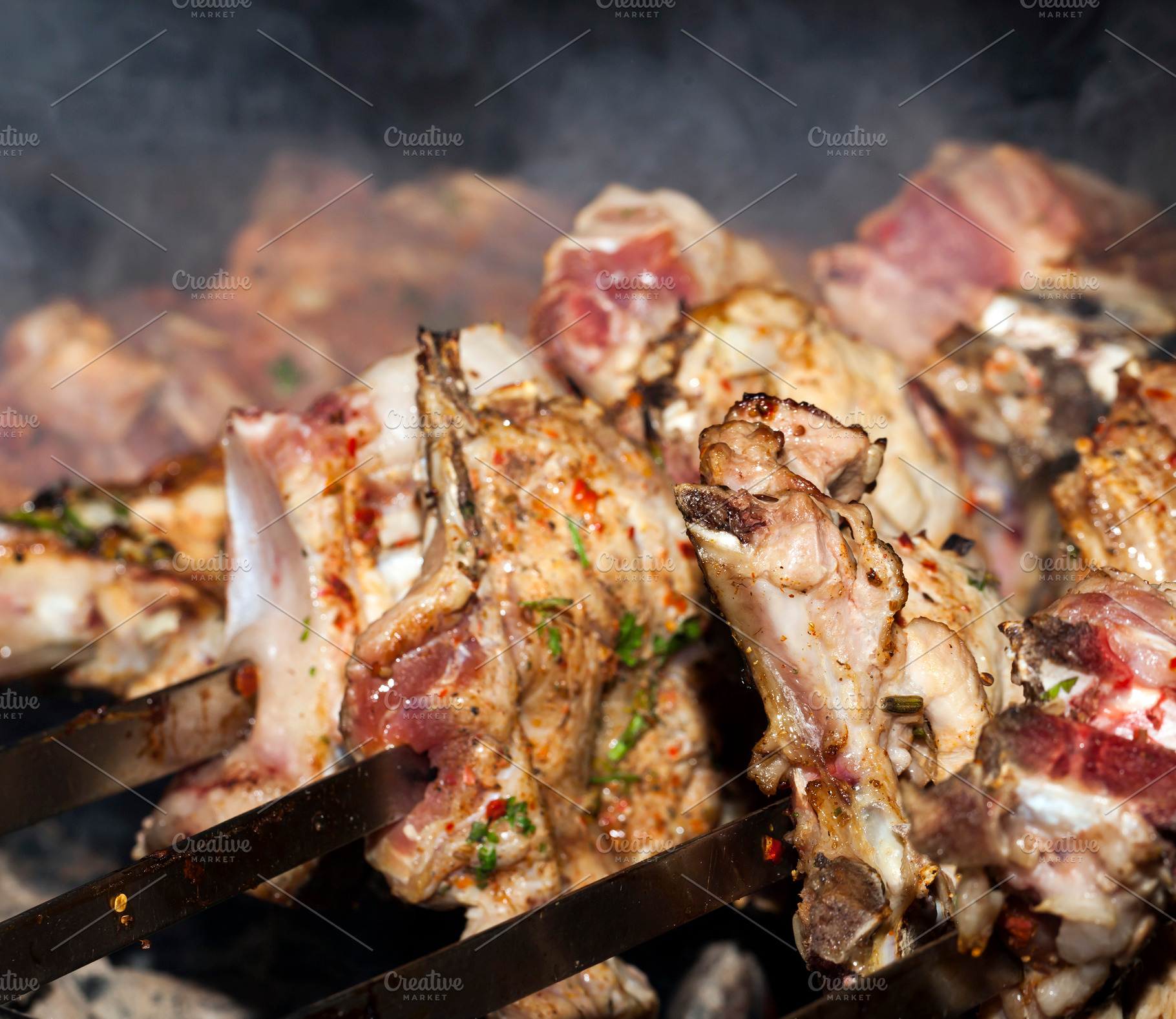 cooking lamb meat, a Photo by MyPhotos