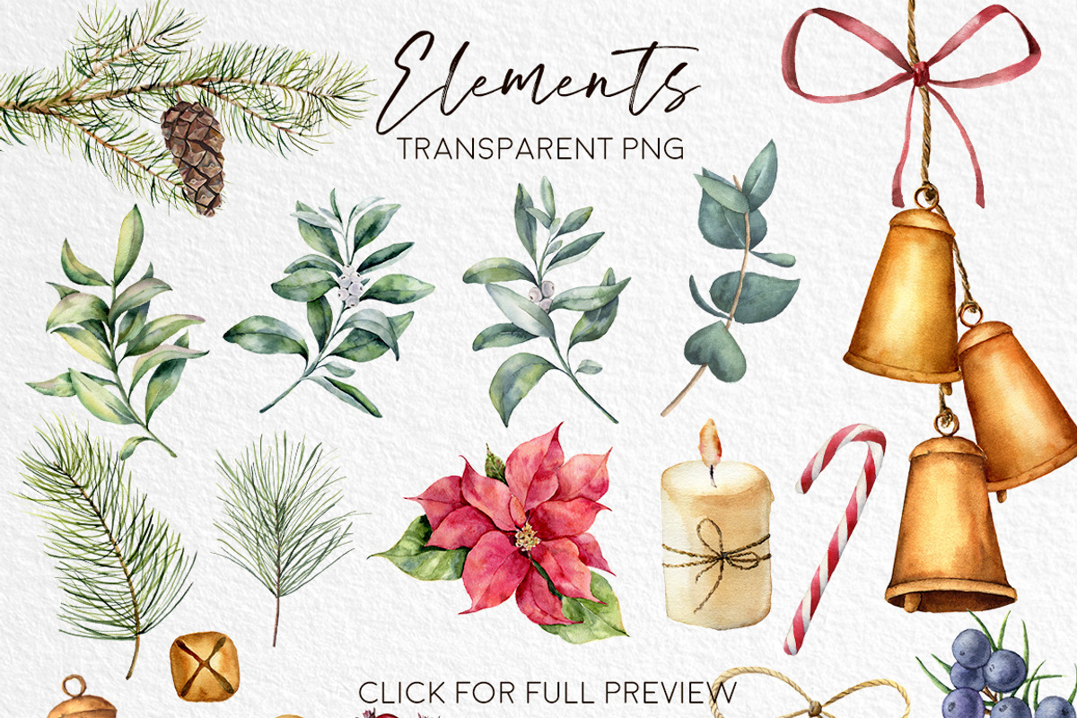 Delicate Christmas Watercolor bundle, a Seasonal Illustration by Yuliya Derbisheva (Photo 10 of 14)