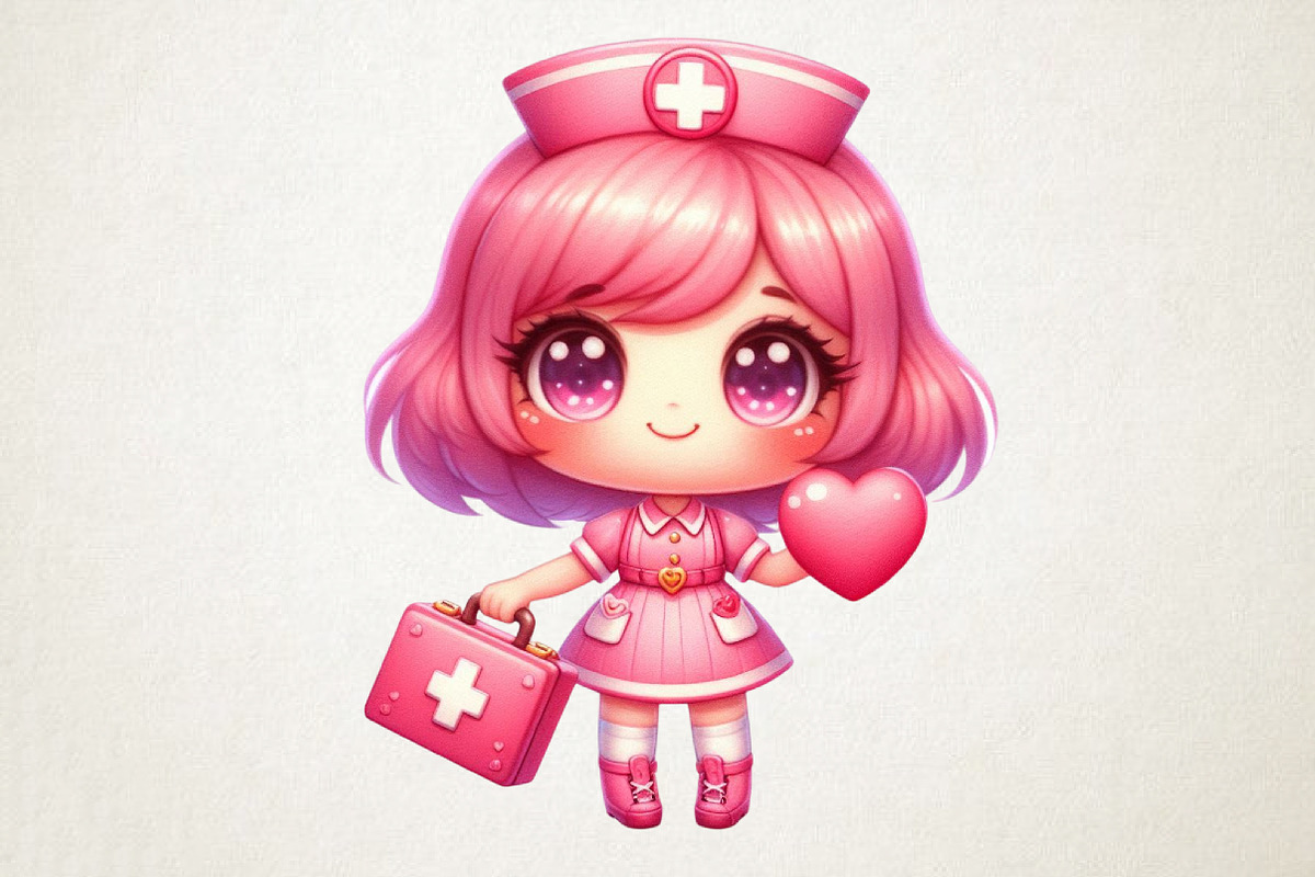 Cute Pink Nurse PNG Clipart, a Seasonal Illustration by RobertsArt (Photo 4 of 6)