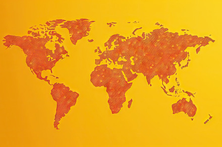 World map sun global warming background. Generative AI., a Background Photo by AS photostudio