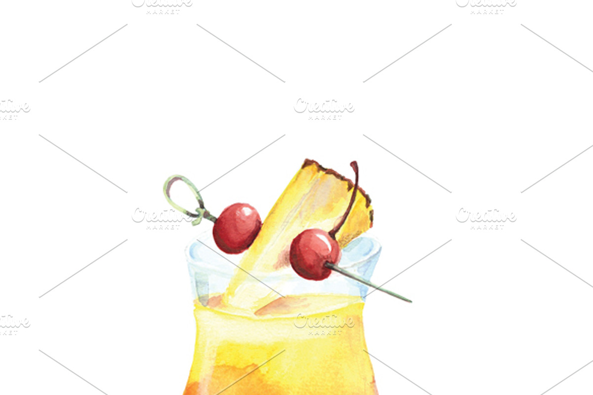 Watercolor Cocktail Illustration, a Food Illustration by MumAndMe (Photo 2 of 2)