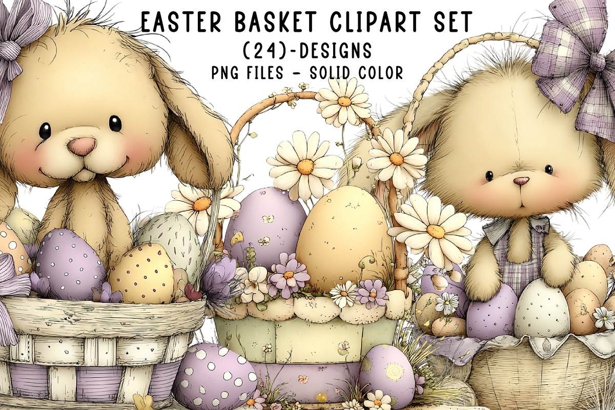 Easter Basket Clipart Set, an Illustration by CreationArt (Photo 1 of 5)