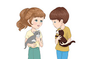 set with 32 cartoon girls-cute girls, an Animal Illustration by StudioLondon (Thumbnail 20 of 33)