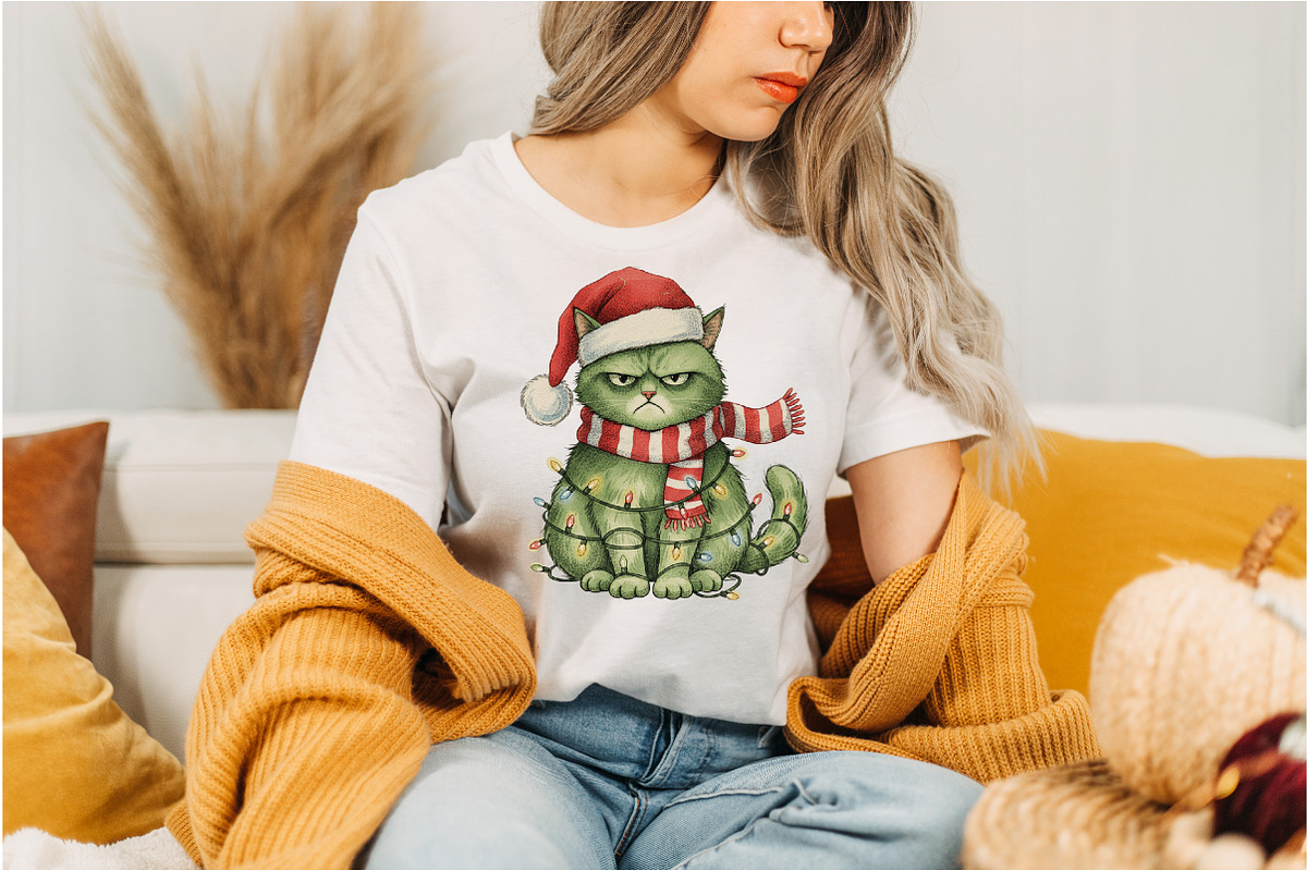 Grumpy Christmas Cat  PNG, an Illustration by Designking (Photo 6 of 6)
