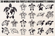 World Map Sea Turtle Bundle, an Illustration by Gaye Art (Thumbnail 1 of 31)