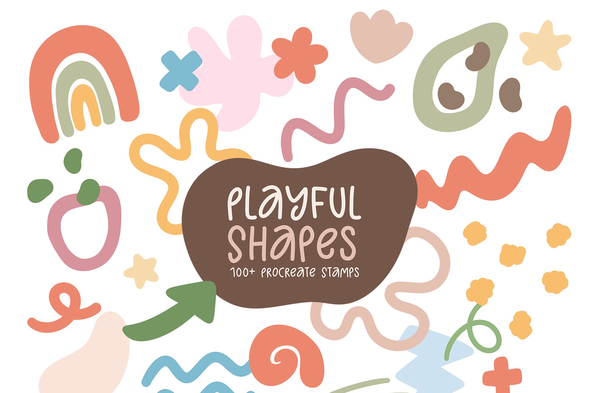 100+ Playful Shapes Procreate Stamps, a Shape Add-On by SketchQueen (Photo 1 of 4)