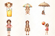Kawaii Summer Girl Clipart, an Illustration by CrexoraLab (Thumbnail 2 of 5)