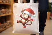 Christmas Cute Monkey Clipart Bundle, a Seasonal Illustration by Rose Art (Thumbnail 4 of 5)