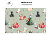 Cat Christmas digital paper, a Pattern Graphic by Milatoo (Thumbnail 3 of 4)