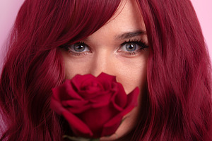 Woman with Red Hair and Rose, a Person Photo by Ales Munt