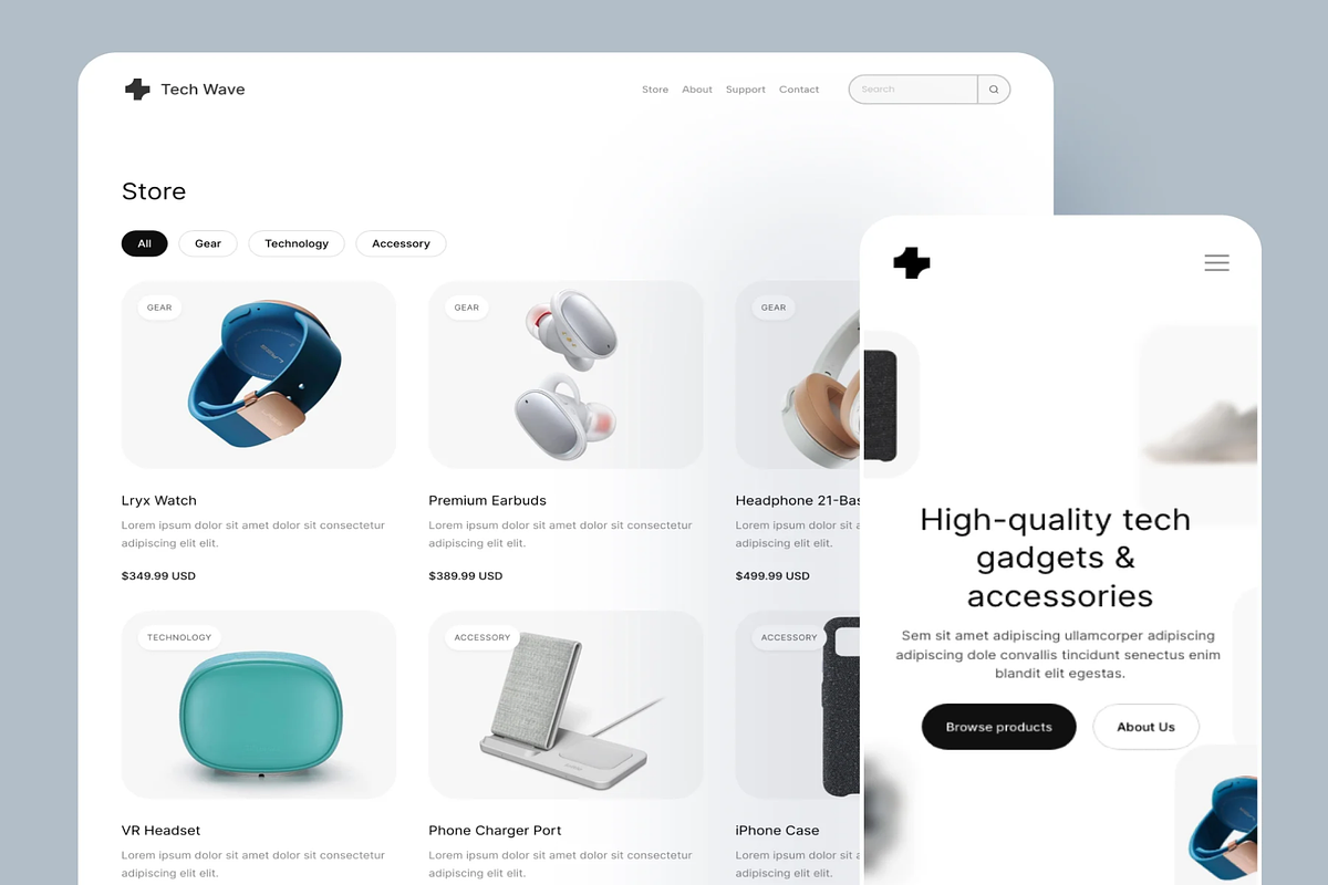 Tech Wave-Ecommerce Template Framer, a Landing Page Template by Digital_Fantasies (Photo 2 of 6)