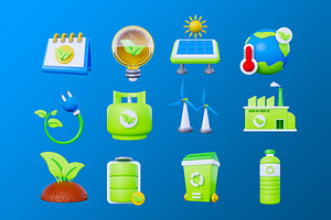 Ecology 3D Icons Pack