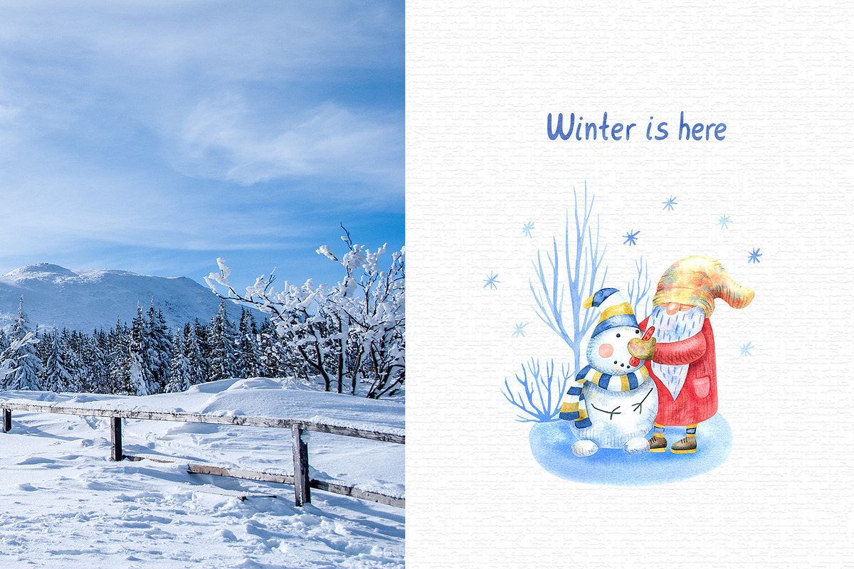 Winter Day Watercolor Collection, a Decorative Illustration by Anna Druzhkova (Photo 14 of 17)