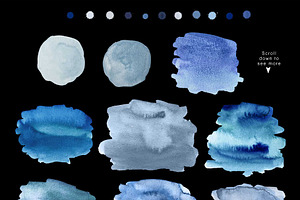 Blue Watercolor Textures & Splashes