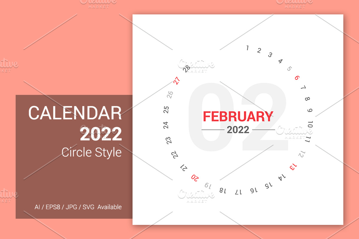 Calendar 2022 Circle Design, a Stationery Template by WORAKAMON Design Studio (Photo 2 of 5)