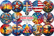 Memorial Day Round Stained Glass PNG, a Seasonal Illustration by Canvas Craft (Thumbnail 1 of 3)
