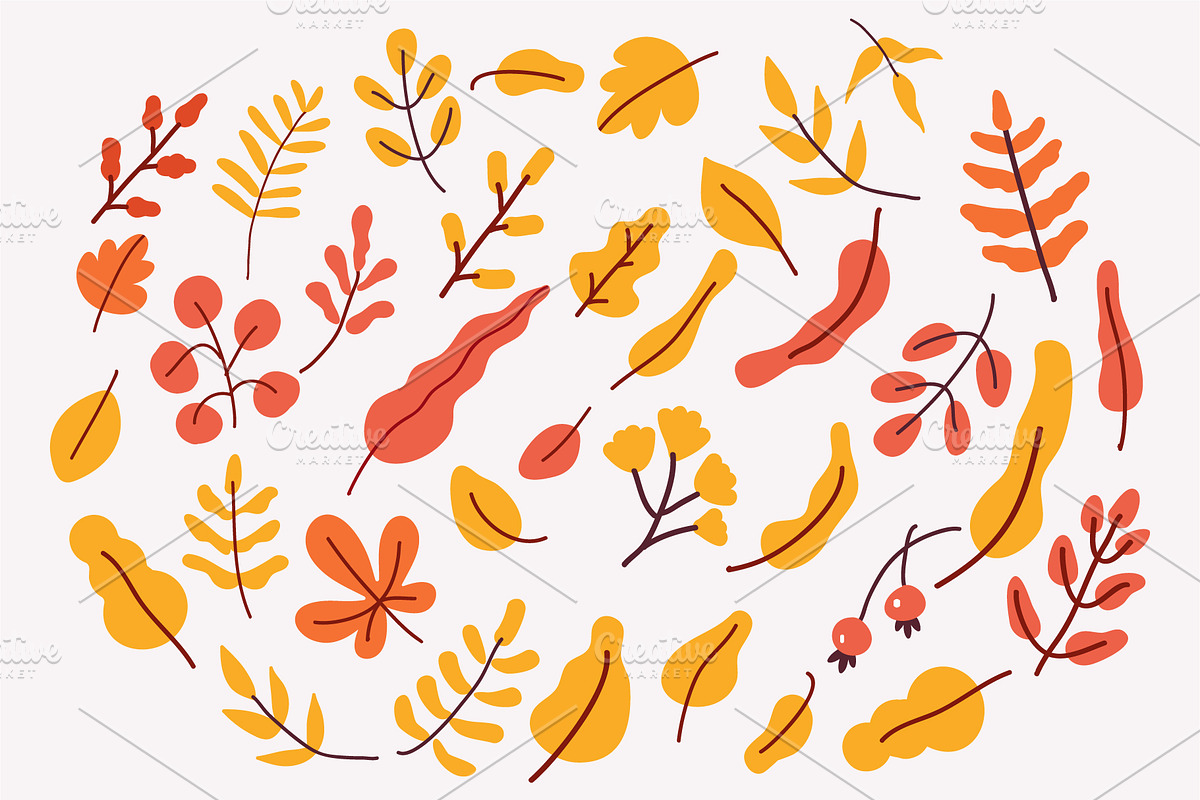 Autumn leaves and plants flat set, an Object Graphic by Vector_Art (Photo 5 of 7)