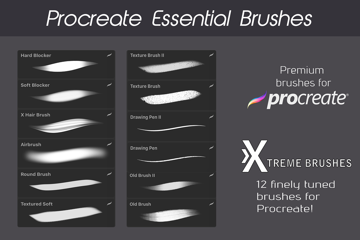 Procreate Essential Brushes!, a Brush Add-On by Extreme Brushes (Photo 2 of 3)