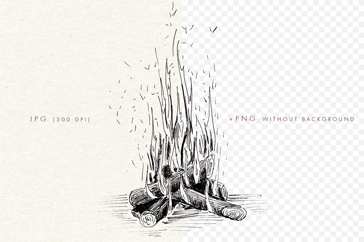 Bonfire. Hand-drawn sketch, an Illustration by Canatic (Photo 2 of 5)